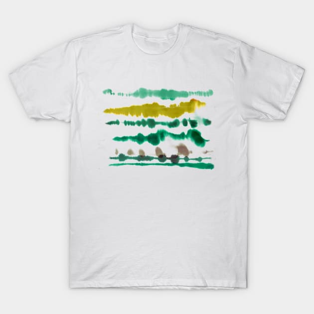 Watercolor Soft Nautical Lines Green Gold T-Shirt by ninoladesign